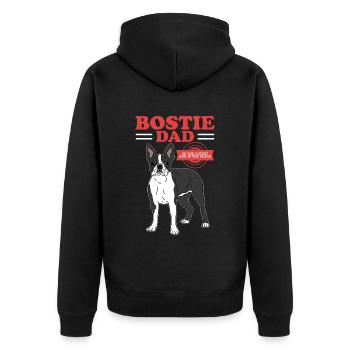 Boston Terrier Dad Dog Dog Owner Gift - Unisex Premium Organic Zip Hoodie - black - Back - Nico (187cm)