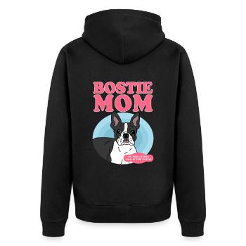 Boston Terrier Mom Dog Owner Dogs Gift - Unisex Premium Organic Zip Hoodie - black - Back - Nico (187cm)