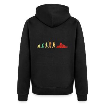 Geh Kart - Unisex Premium Bio Zip Hoodie - Schwarz - Hinten - Nico (187cm)