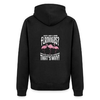 Flamingo Pink Vogel Zoo Sommer Urlaub Geschenk - Unisex Premium Bio Zip Hoodie - Schwarz - Hinten - Nico (187cm)