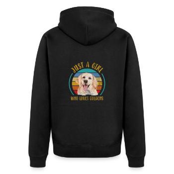 Golden Retriever - Unisex Premium Bio Zip Hoodie - Schwarz - Hinten - Nico (187cm)
