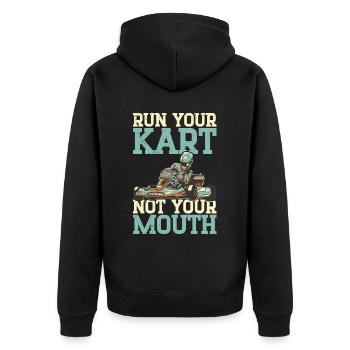 Geh Kart - Unisex Premium Bio Zip Hoodie - Schwarz - Hinten - Nico (187cm)