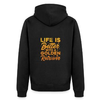 Golden Retrievers - Unisex Premium Organic Zip Hoodie - black - Back - Nico (187cm)