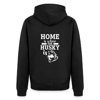 Husky Hund Hunde Siberian Husky Geschenk - Unisex Premium Bio Zip Hoodie - Schwarz - Hinten - Nico (187cm)