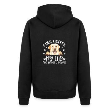 Labrador Hund Hunde Hunderasse Geschenk - Unisex Premium Bio Zip Hoodie - Schwarz - Hinten - Nico (187cm)