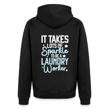 Wash workers - Unisex Premium Organic Zip Hoodie - black - Back - Nico (187cm)