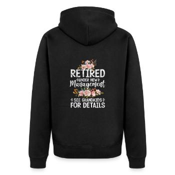 Retirement - Unisex Premium Organic Zip Hoodie - black - Back - Nico (187cm)