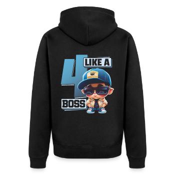 Baby 4. Geburtstag Junge Mädchen Like a Boss - Unisex Premium Bio Zip Hoodie - Schwarz - Hinten - Nico (187cm)