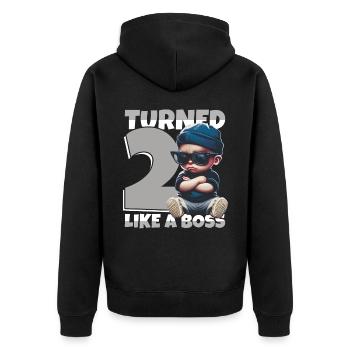 Baby 2. Geburtstag Junge Mädchen Like a Boss - Unisex Premium Bio Zip Hoodie - Schwarz - Hinten - Nico (187cm)