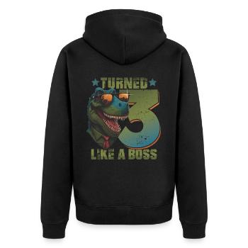 Baby 3. Geburtstag Junge Mädchen Like a Boss - Unisex Premium Bio Zip Hoodie - Schwarz - Hinten - Nico (187cm)