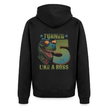 Baby 5. Geburtstag Junge Mädchen Like a Boss - Unisex Premium Bio Zip Hoodie - Schwarz - Hinten - Nico (187cm)