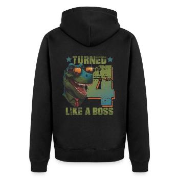Baby 4. Geburtstag Junge Mädchen Like a Boss - Unisex Premium Bio Zip Hoodie - Schwarz - Hinten - Nico (187cm)