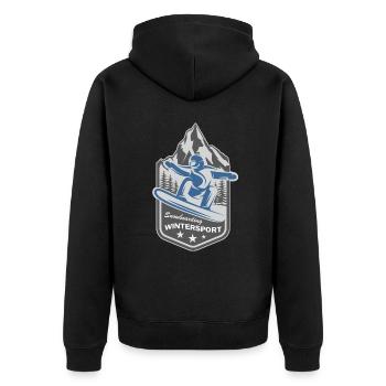 Snowboarding Snowboard - Unisex Premium Organic Zip Hoodie - black - Back - Nico (187cm)