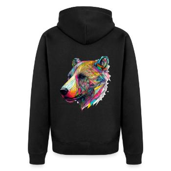 Bär Tiermotiv Tierliebhaber Kunst Geschenk Kinder - Unisex Premium Bio Zip Hoodie - Schwarz - Hinten - Nico (187cm)