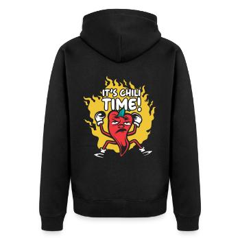 It's Chili Time Chili Flavor Spice Spicy Food - Unisex Premium Organic Zip Hoodie - black - Back - Nico (187cm)