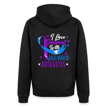 I Love Someone With Rheumatoid Arthritis Awareness - Unisex Premium Organic Zip Hoodie - black - Back - Nico (187cm)