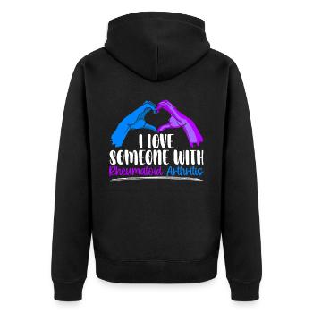 I Love Someone With Rheumatoid Arthritis Awareness - Unisex Premium Organic Zip Hoodie - black - Back - Nico (187cm)