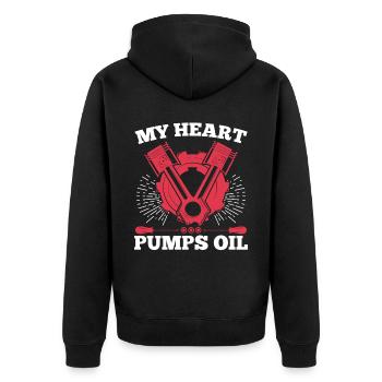 Mes pompes cardiaques Huile Mécanicien diesel Mécanicien automobile - Veste à capuche bio Premium Unisexe - noir - Dos - Nico (187cm)