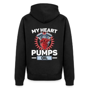Mes pompes cardiaques Huile Mécanicien diesel Mécanicien automobile - Veste à capuche bio Premium Unisexe - noir - Dos - Nico (187cm)