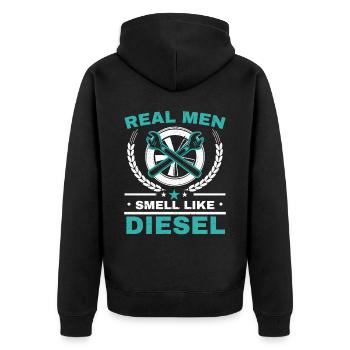 Les vrais hommes sentent comme un mécanicien diesel mécanicien automobile - Veste à capuche bio Premium Unisexe - noir - Dos - Nico (187cm)