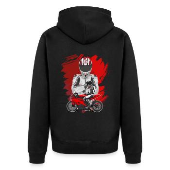 Motorcycle Lifestyle / Motorrad / Motorräder biker - Unisex Premium Bio Zip Hoodie - Schwarz - Hinten - Nico (187cm)