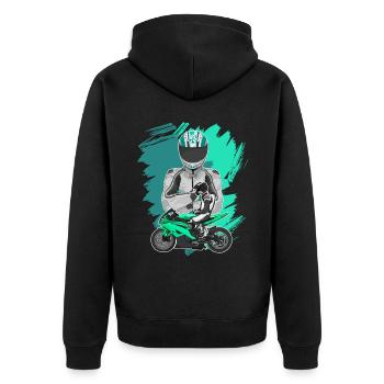 Motorcycle Lifestyle / Motorrad / Motorräder biker - Unisex Premium Bio Zip Hoodie - Schwarz - Hinten - Nico (187cm)