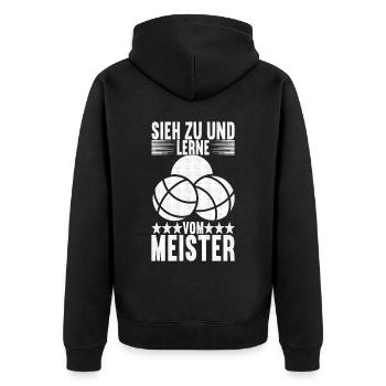 Boule Boulespieler - Unisex Premium Bio Zip Hoodie - Schwarz - Hinten - Nico (187cm)