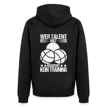 Boule Boulespieler - Unisex Premium Bio Zip Hoodie - Schwarz - Hinten - Nico (187cm)