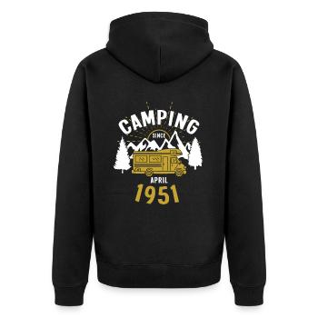 Anniversaire: Camping depuis avril 1951 Camping-car - Veste à capuche bio Premium Unisexe - noir - Dos - Nico (187cm)