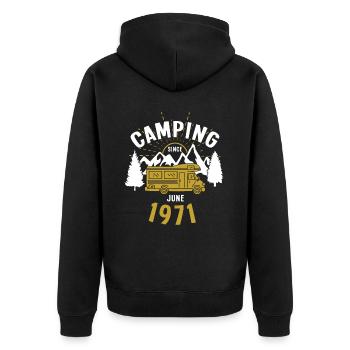Anniversaire: Camping depuis juin 1971 Camping-car - Veste à capuche bio Premium Unisexe - noir - Dos - Nico (187cm)