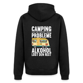 Camping Wohnmobil - Unisex Premium Bio Zip Hoodie - Schwarz - Hinten - Nico (187cm)