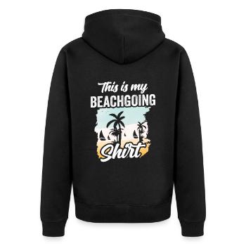 Ceci est ma chemise de plage vacances à la plage - Veste à capuche bio Premium Unisexe - noir - Dos - Nico (187cm)