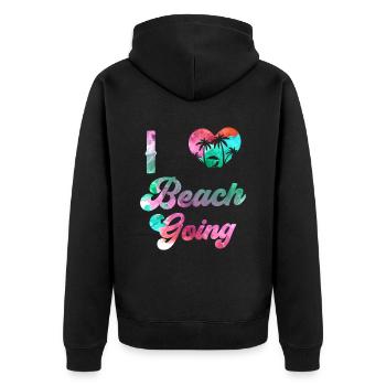 J’adore les vacances à la plage les amateurs de plage plage la plage - Veste à capuche bio Premium Unisexe - noir - Dos - Nico (187cm)