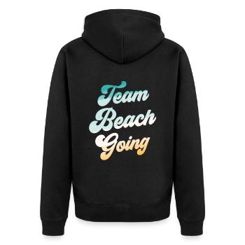 Team Beachgoing Strandurlaub Strand Strandgänger - Unisex Premium Bio Zip Hoodie - Schwarz - Hinten - Nico (187cm)