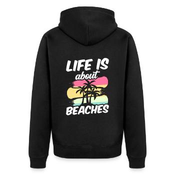 La vie se compose de plages vacances plage plage - Veste à capuche bio Premium Unisexe - noir - Dos - Nico (187cm)