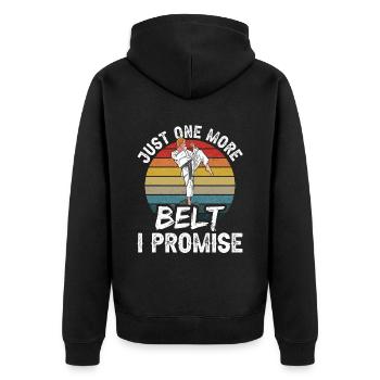 Nur Noch Ein Gürtel Versprochen Schwarzgurt Gur - Unisex Premium Bio Zip Hoodie - Schwarz - Hinten - Nico (187cm)
