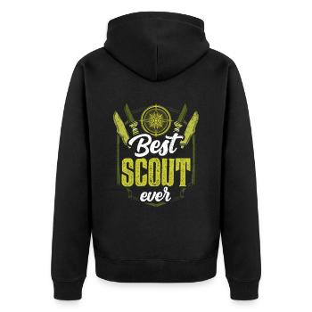 Bester Pfadfinder Überhaupt Zeltlager Sippe - Unisex Premium Bio Zip Hoodie - Schwarz - Hinten - Nico (187cm)