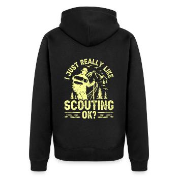 I like scouting just very much clan scouts - Unisex Premium Organic Zip Hoodie - black - Back - Nico (187cm)