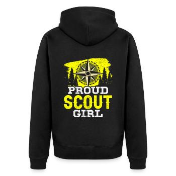 Proud Scout Clan Camp Scouts - Unisex Premium Organic Zip Hoodie - black - Back - Nico (187cm)