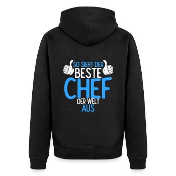 So Sieht Der Beste Chef Der Welt Aus Hübscher Boss - Unisex Premium Bio Zip Hoodie - Schwarz - Hinten - Nico (187cm)