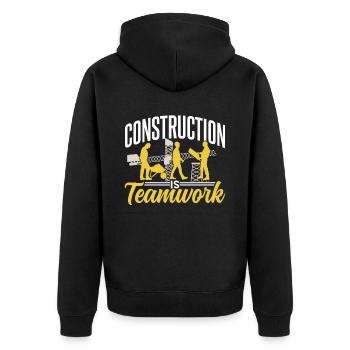 Construction work is teamwork Construction site construction Teamwork - Unisex Premium Organic Zip Hoodie - black - Back - Nico (187cm)