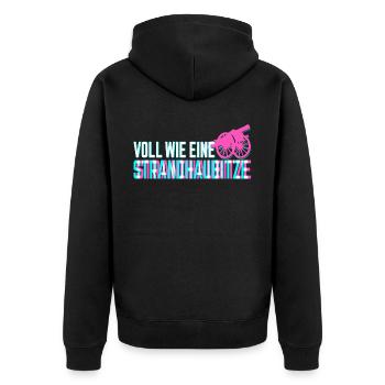 Strandhaubitze Glitch Vaporwave Lustiger Spruch - Unisex Premium Bio Zip Hoodie - Schwarz - Hinten - Nico (187cm)