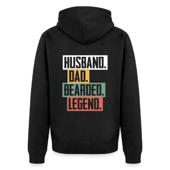 Husband Father Papa Beard Legend Father's Day - Unisex Premium Organic Zip Hoodie - black - Back - Nico (187cm)