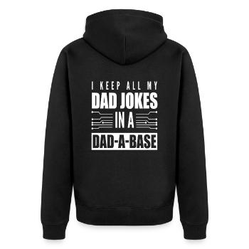 Base de données Papa Jokes Wordplay Fête des pères - Veste à capuche bio Premium Unisexe - noir - Dos - Nico (187cm)