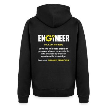 Engineer Definition - Unisex Premium Organic Zip Hoodie - black - Back - Nico (187cm)