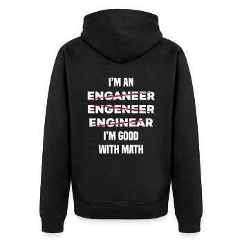 Ingenieur - Unisex Premium Bio Zip Hoodie - Schwarz - Hinten - Nico (187cm)