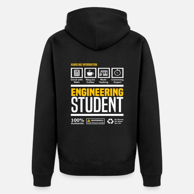 Engineering Student Studies Degree - Unisex Premium Organic Zip Hoodie - black