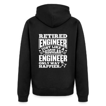 Rentner Ingenieur Rente - Unisex Premium Bio Zip Hoodie - Schwarz - Hinten - Nico (187cm)