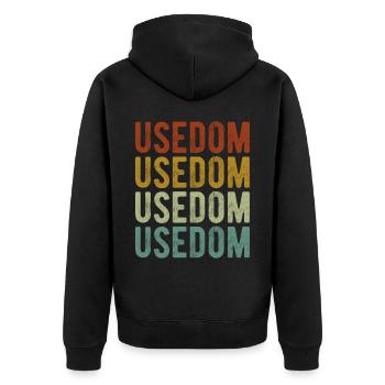 Usedom City Rétro Vintage - Veste à capuche bio Premium Unisexe - noir - Dos - Nico (187cm)
