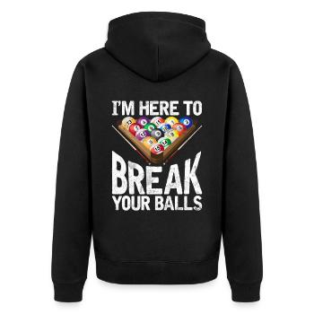 Billard Lustiger Spruch & Herren Snooker Design - Unisex Premium Bio Zip Hoodie - Schwarz - Hinten - Nico (187cm)